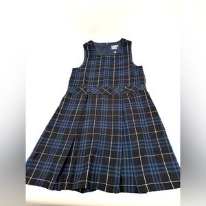 Lands' End Blue Pleated Jumper Ruffled Dress Size 10